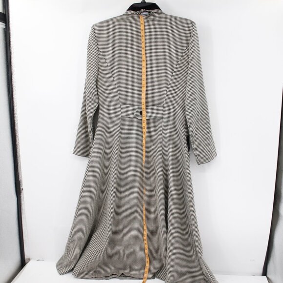 Vintage John Roberts dress womens 10 Houndstooth Velvet trim Button front maxi - Picture 10 of 14